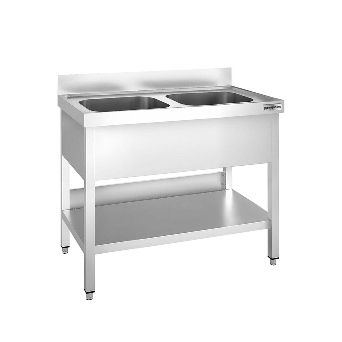Tiskipöytä PREMIUM - 1000x700 mm - alahyllyllä - 2 allasta allas keskellä