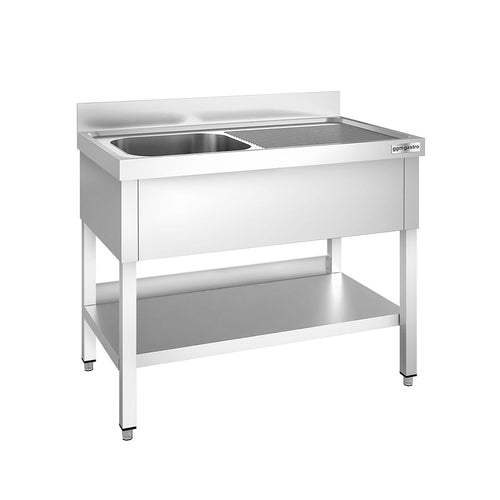 Tiskipöytä PREMIUM - 1200x600 mm - alahyllyllä - 1 allas - allas vasemmalla
