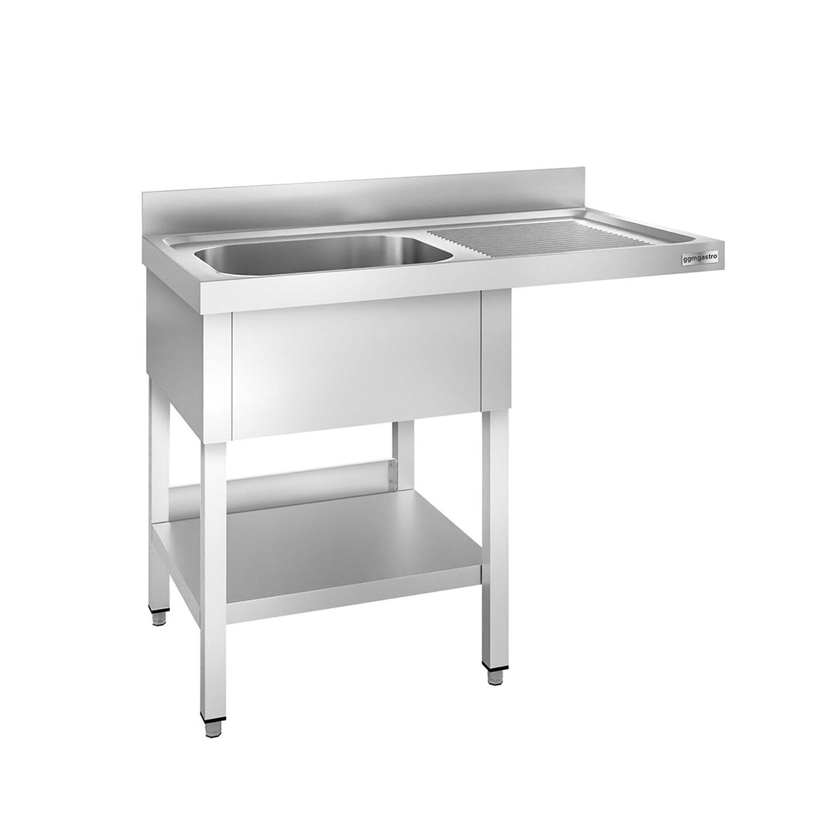 Astianpesupöytä PREMIUM - 1200x600 mm - 1 allas, allas vasemmalla - kuivaustaso - roiskesuoja - alahylly