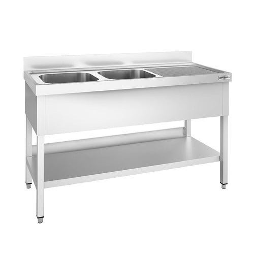 Tiskipöytä PREMIUM - 1400x600 mm - alahyllyllä - 2 allasta allas vasemmalla