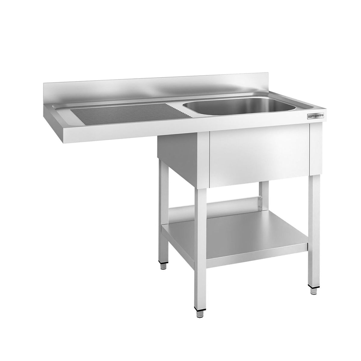 Commercial Dishwasher Sink Unit PREMIUM - 1400x700mm - Single Bowl Sink - Left Hand Drainer