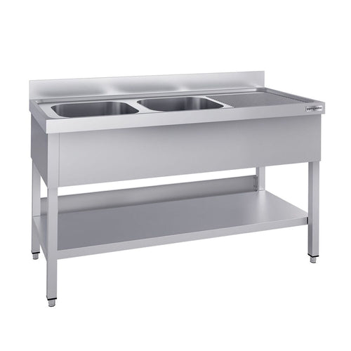 Tiskipöytä ECO - 1600x700 mm - alahyllyllä - 2 allasta allas vasemmalla