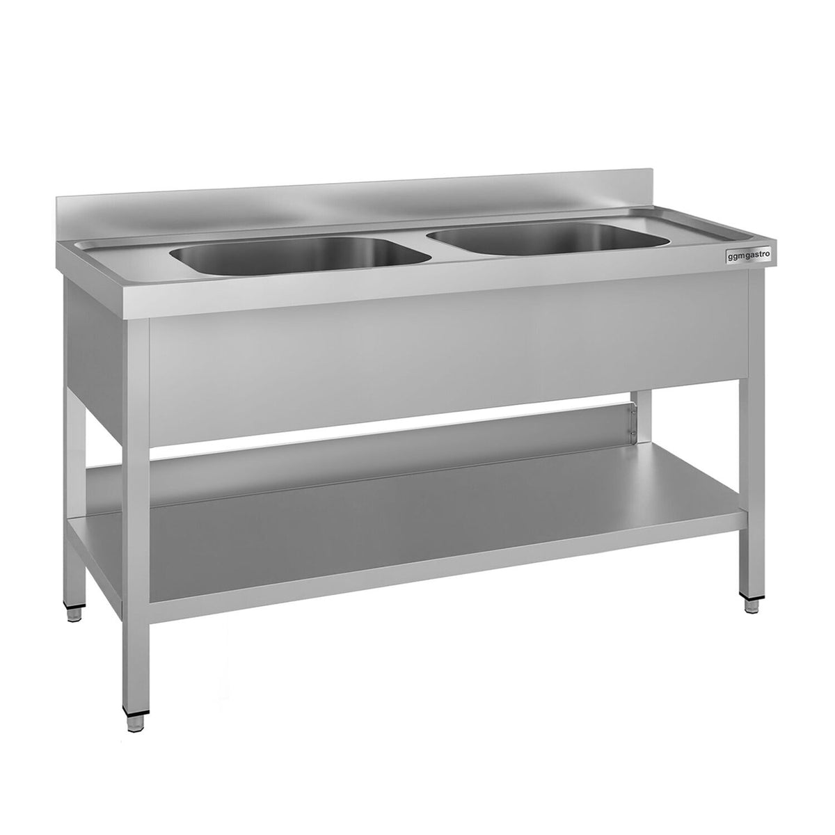 Tiskipöytä ECO - 1600x700 mm - alahyllyllä - 2 allasta - allas keskellä