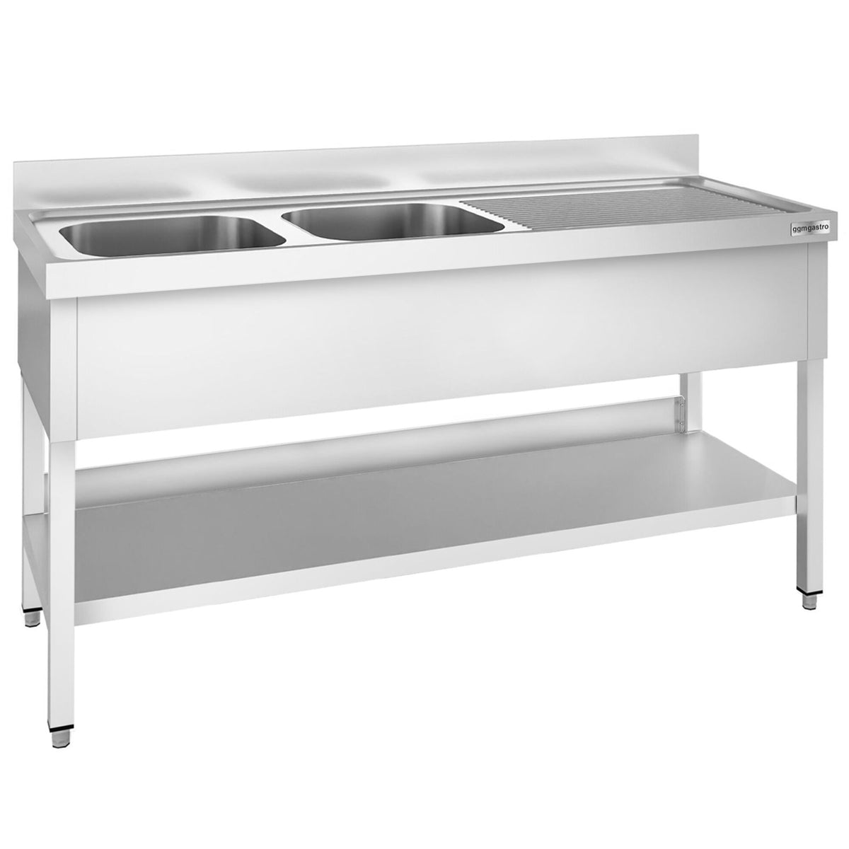 Tiskipöytä PREMIUM - 1800x600 mm - alahyllyllä - 2 allasta - allas vasemmalla