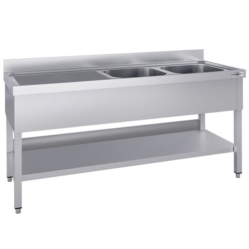 Tiskipöytä ECO - 1800x700 mm - alahyllyllä - 2 allasta - allas oikealla