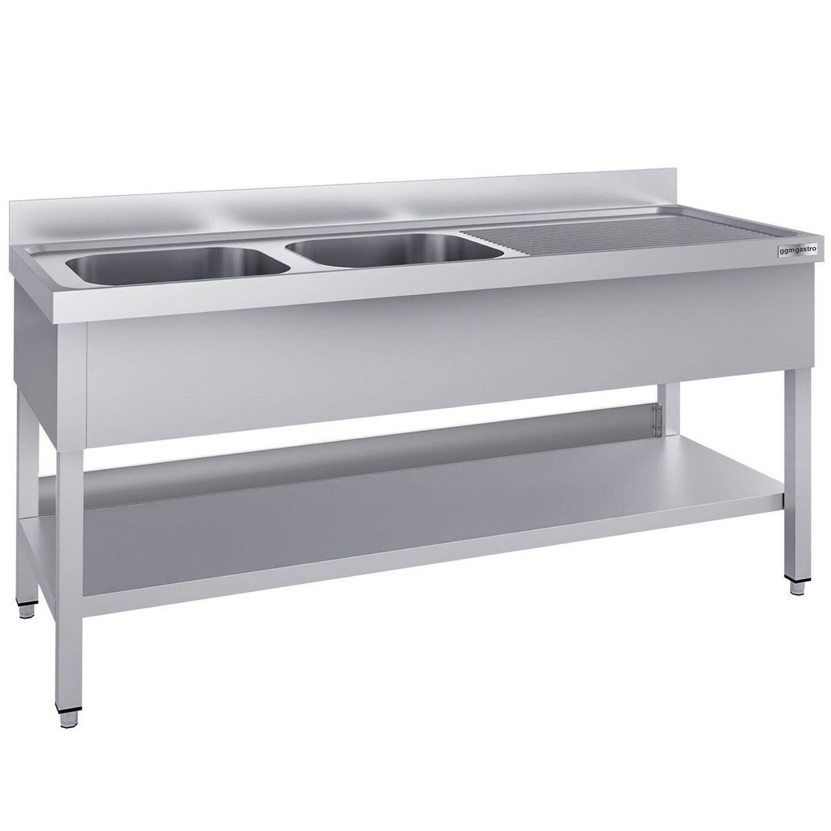 Tiskipöytä ECO - 2000x600 mm - alahyllyllä - 2 allasta - allas vasemmalla