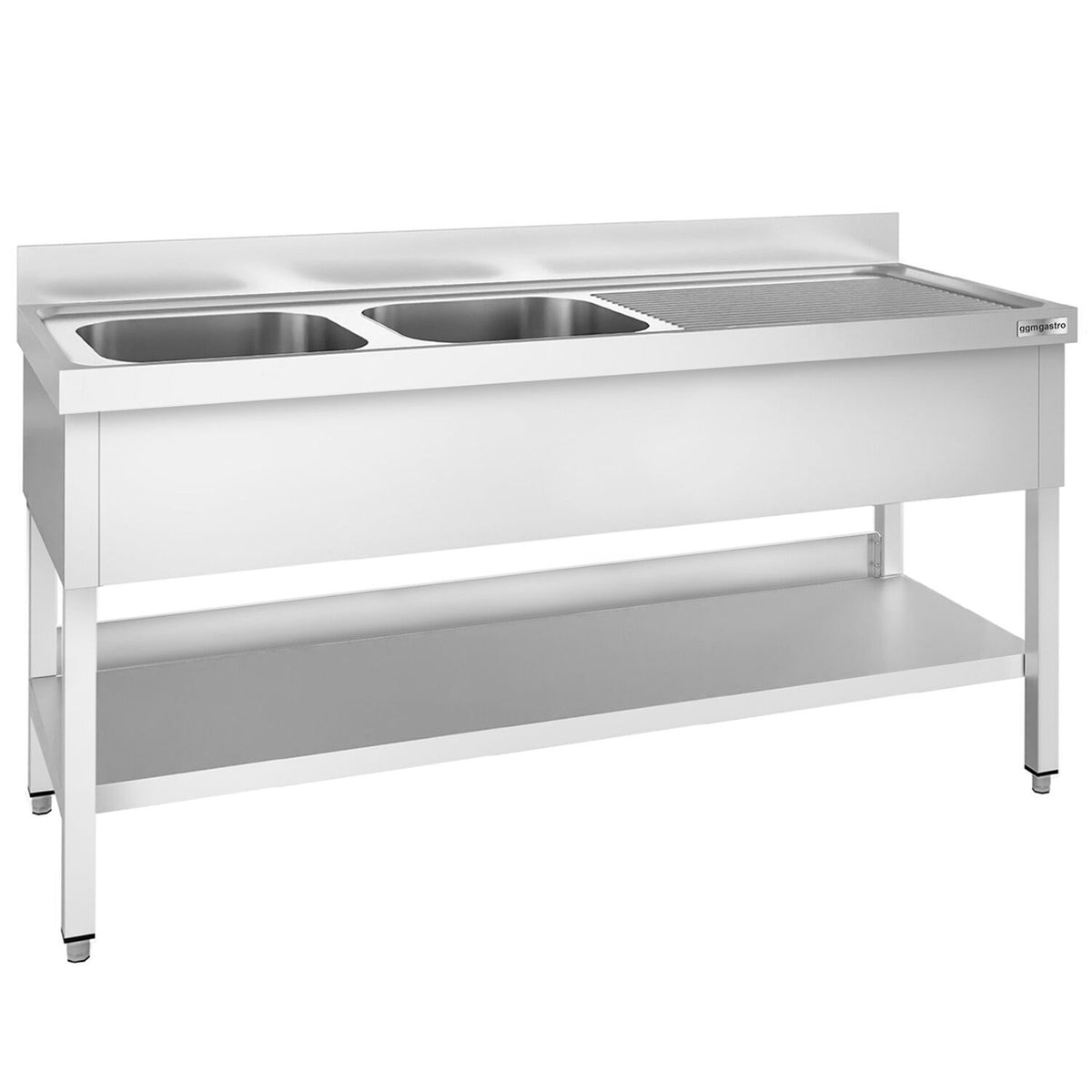 Tiskipöytä PREMIUM - 2000x700 mm - alahyllyllä - 2 allasta allas vasemmalla