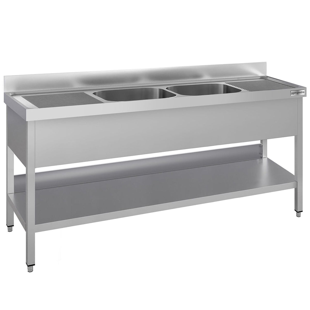 Tiskipöytä ECO - 2000x700 mm - alahyllyllä - 2 allasta - allas keskellä