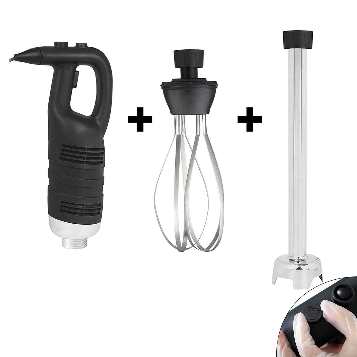 Commercial Stick Blender - with Detachable 500mm Shaft & Whisk Attachment - 450W - Variable Speed