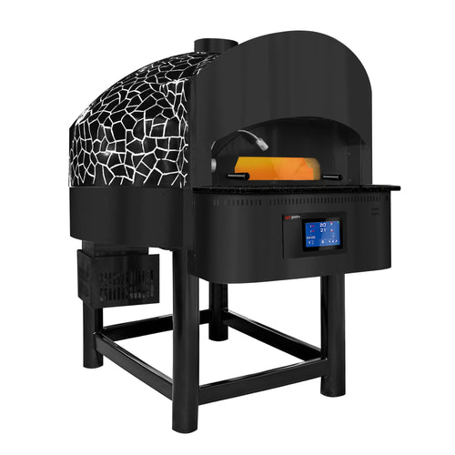 Kaasukäyttöinen pizzauuni - 1482x1720 mm - 10 x Ø 30 cm - enintään 400 °C - Kosketusohjaus - läpimeno 130 pizzaa/h - sis. alarunko