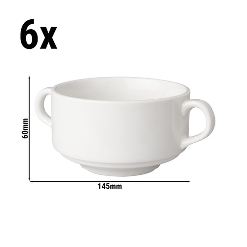 (6 pcs) BUDGETLINE - Handled Soup Cup - Mammoet - 300 ml - White