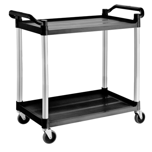 Tarjoiluvaunu muovinen - 1020x490 mm - 2 tasoa - hiljaiset pyörät