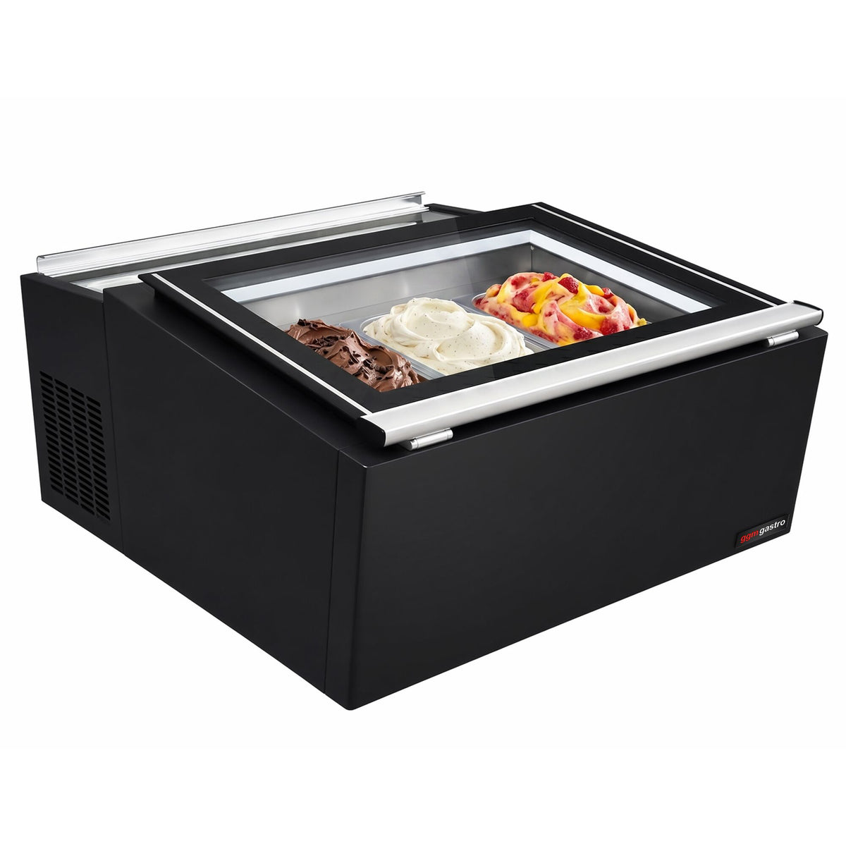 Kakkuvitriini - käyttöön: jäätelö/täytteet - 54 l - 690 mm - musta