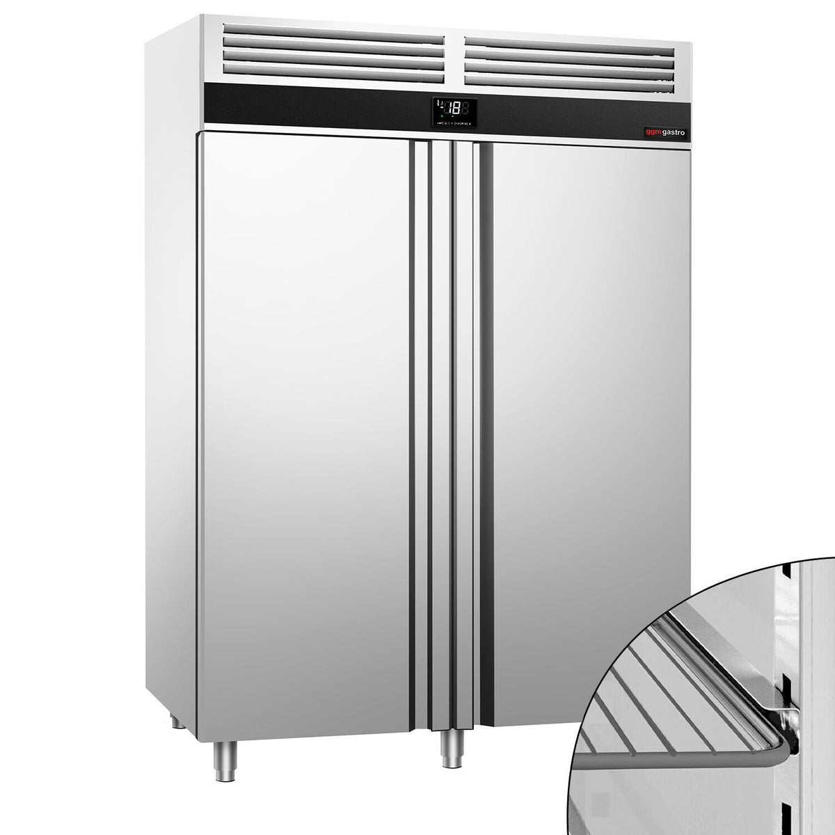 RST-pakastekaappi PREMIUM - GN 2/1 - 1400 mm - 1400 l - -20…-12 °C - mitat 2 ovea - kiertoilmajäähdytys, automaattinen sulatus, digitaalinen termostaatti, sisävalaistus, R290