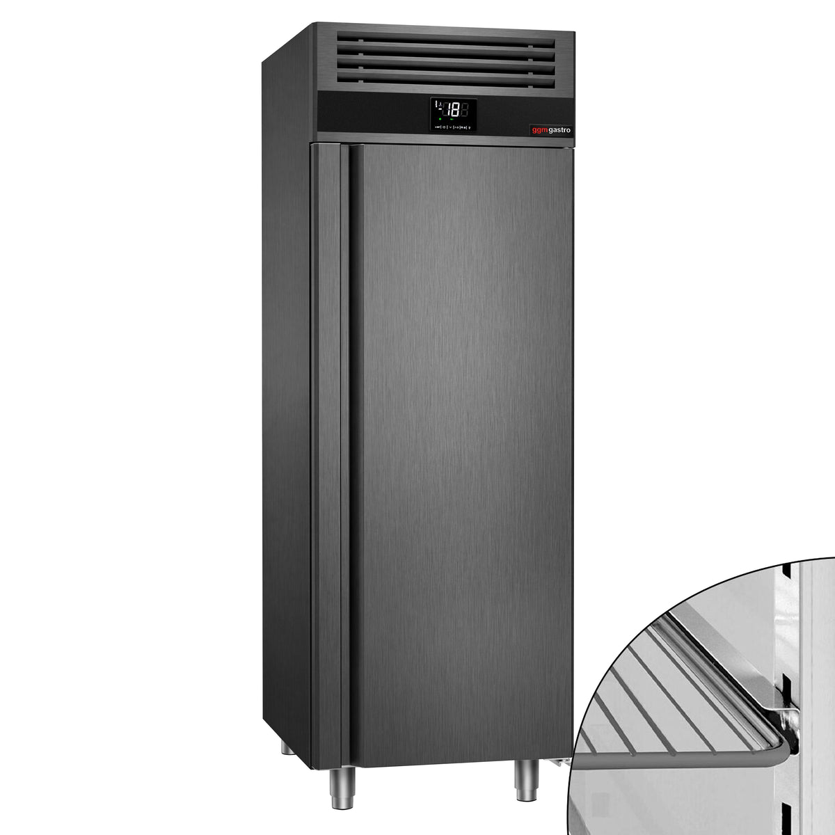 Commercial Upright Freezer Stainless steel PREMIUM - GN 2/1 - 700L - with 1 glass door - Anthracite