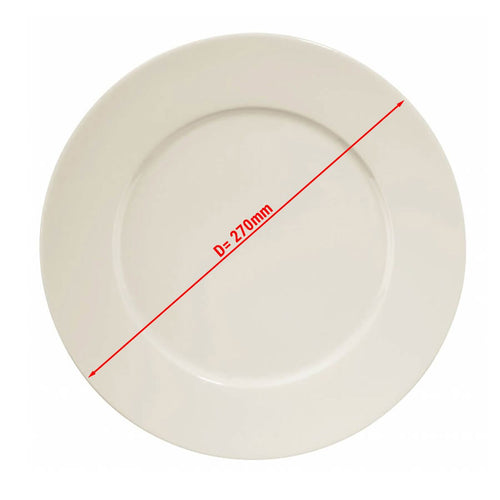 (12 pcs) PERA Cream | Plate - flat - Porcelain - Ø270mm - Cream