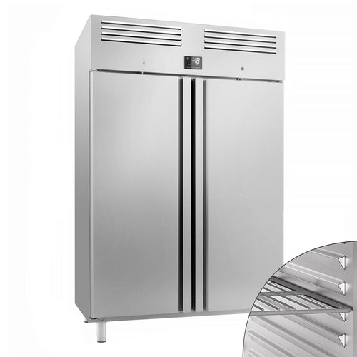 RST-pakastekaappi PREMIUM PLUS - GN 2/1 - 1385 mm - 1240 l - -18…-1 °C - mitat 2 ovea - LED-valaistus, digitaalinen termostaatti, automaattinen sulatus, kiertoilmajäähdytys, lukittava, R290