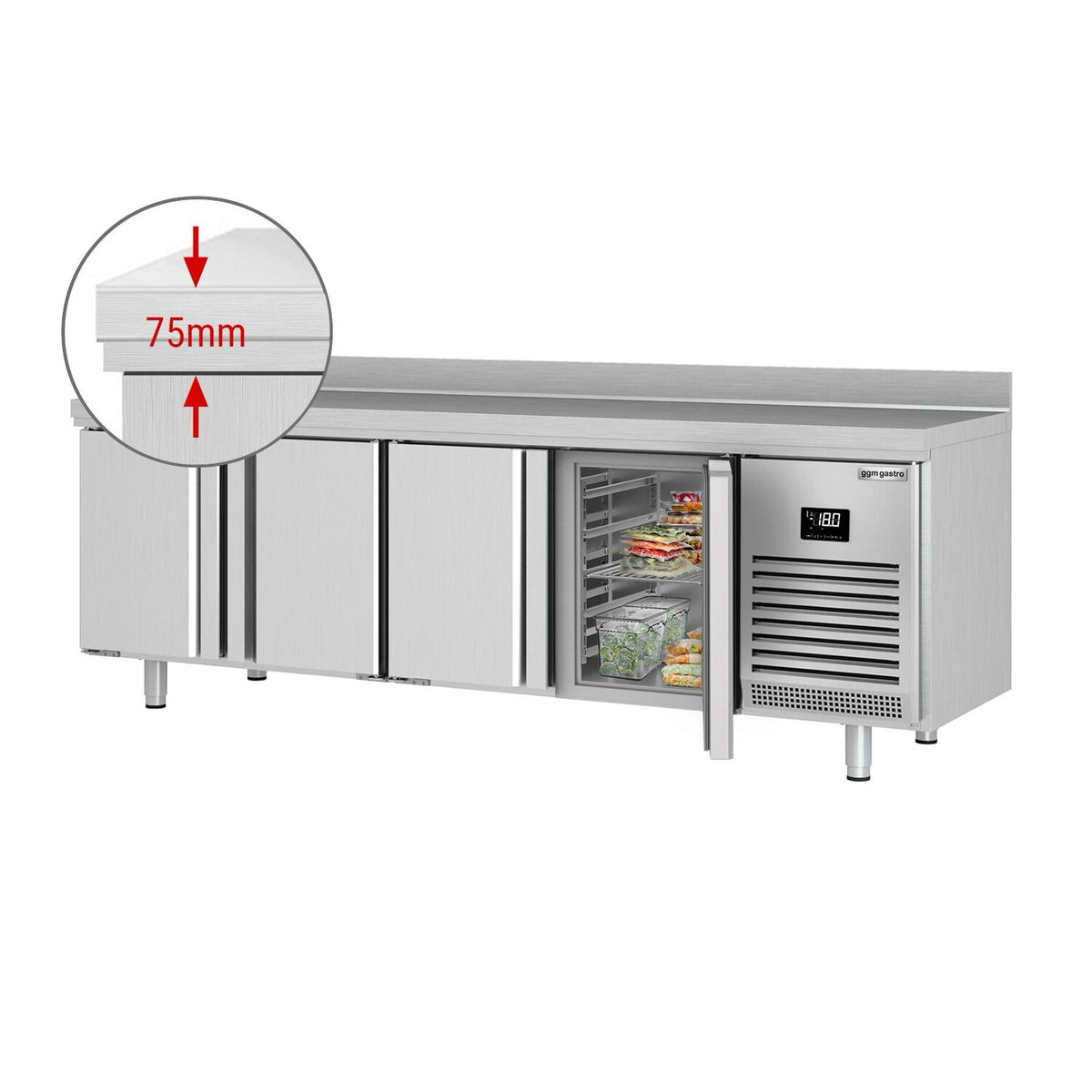 Pakastinpöytä PREMIUM PLUS - 2452x700 mm - 630 l - 4 ovea - takakorokkeella