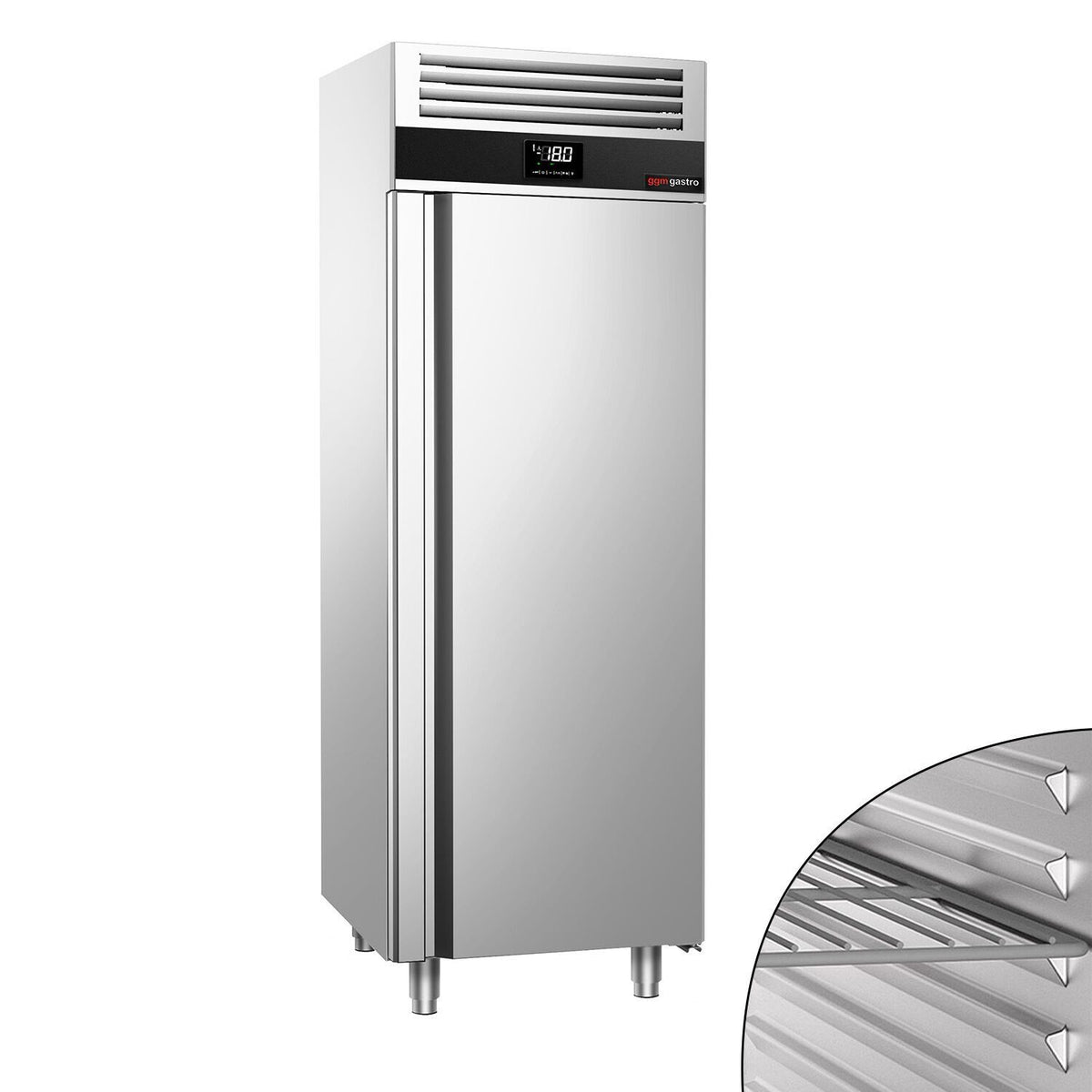 Pakastinkaappi Ruostumaton teräs PREMIUM - GN 2/1 - 700 mm - 520 l - -22…-10 °C - mitat 1 ovi - kiertoilmajäähdytys, digitaalinen termostaatti, automaattinen sulatus, R290