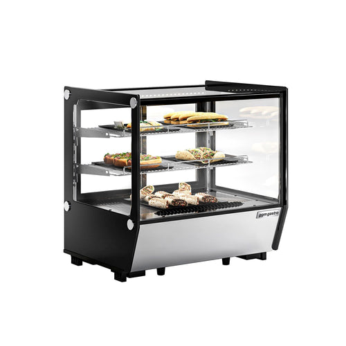 Pöytämallinen kylmävitriini - 120 l - 702 mm - kaksinkertainen lasi - liukuovet - kulmikas - 2 hyllyä - LED-valaistus