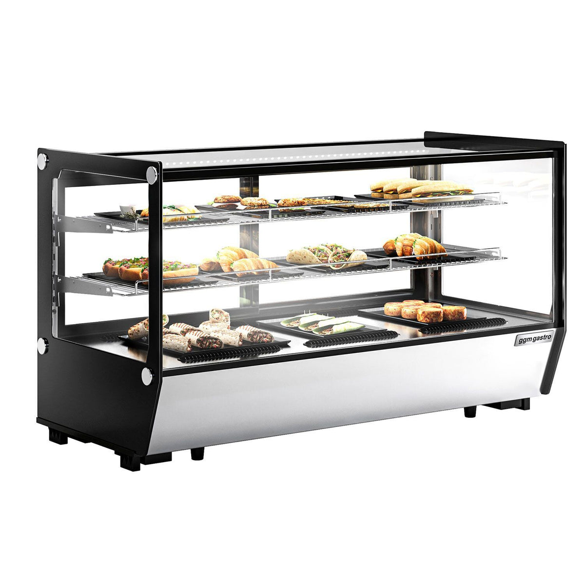 Pöytämallinen kylmävitriini - 200 l - 1219 mm - kulmikas - 2 hyllyä - LED-valaistus - liukuovet