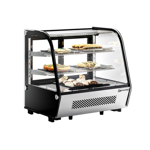 Countertop refrigerated display case - 120L - 696mm - Double glazing - round - with 2 shelves - rear sliding glass doors