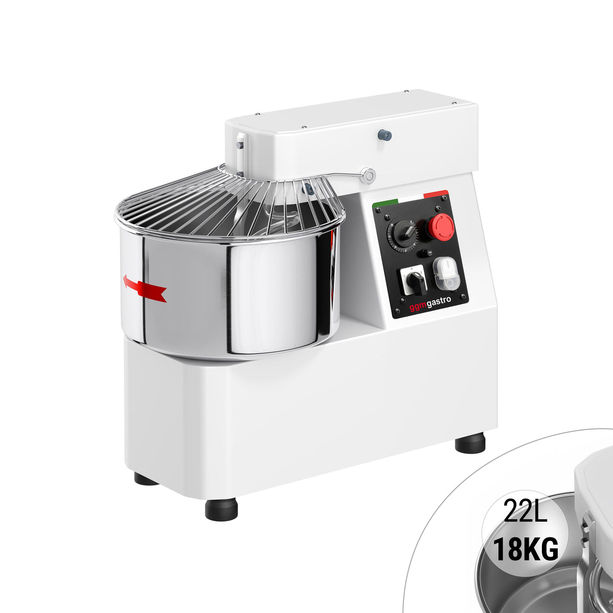 Taikinakone ammattikäyttöön - 22 l / 18 kg - 2-nopeuksinen - ajastin - 400 V