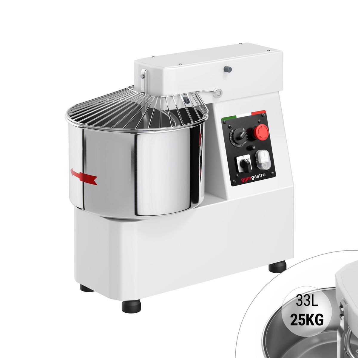 Taikinakone ammattikäyttöön - 33 l / 25 kg - 2-nopeuksinen - 400 V - ajastin