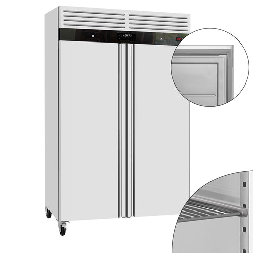 RST-pakastekaappi ECO ruostumattomasta teräksestä - 1200 L - 2 ovea - muovinen sisäovi