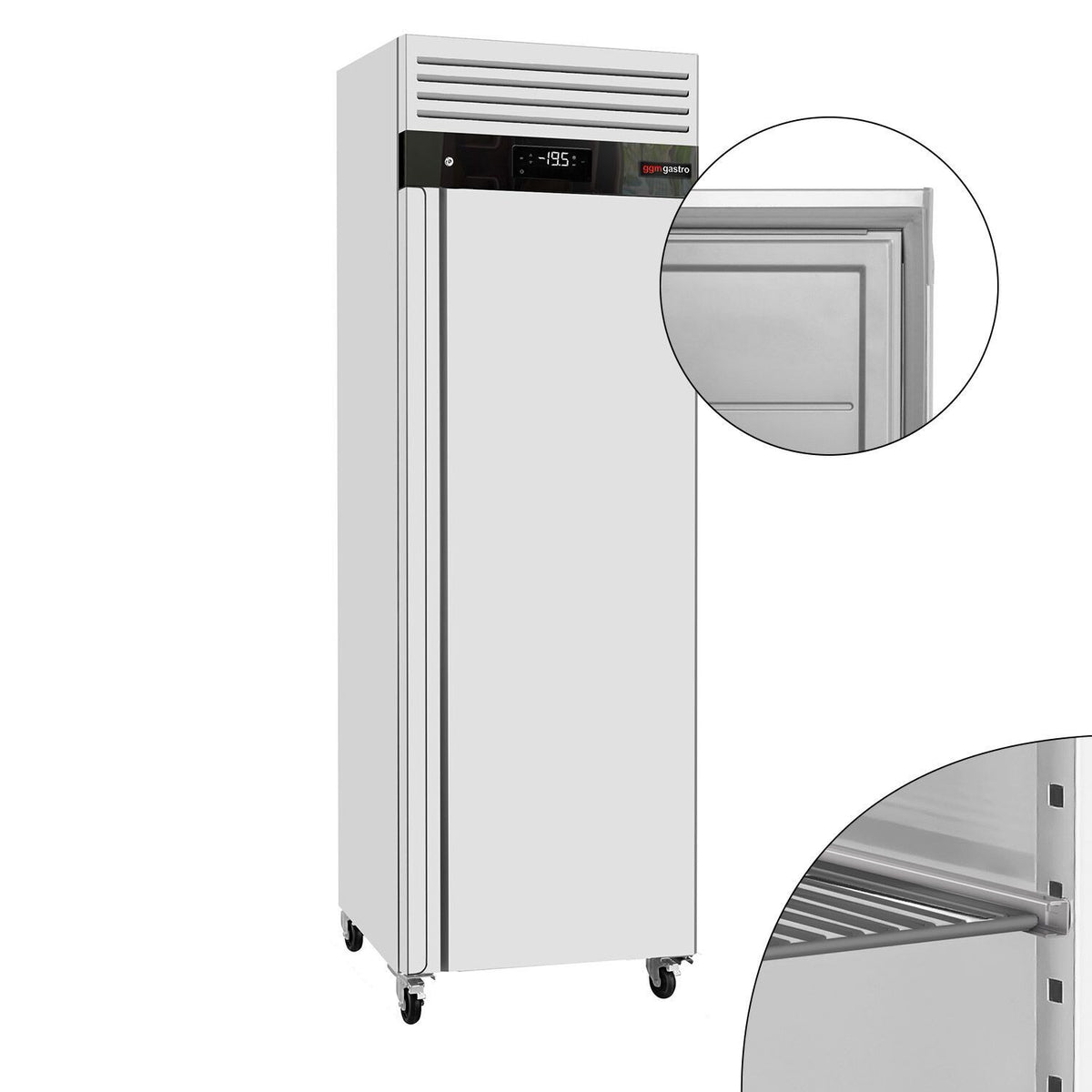 RST-pakastekaappi ECO - 680 mm - 600 l - -22…-18 °C - mitat 1 ovi - digitaalinen termostaatti, automaattinen sulatus, R290, lukittava, 4 pyörää