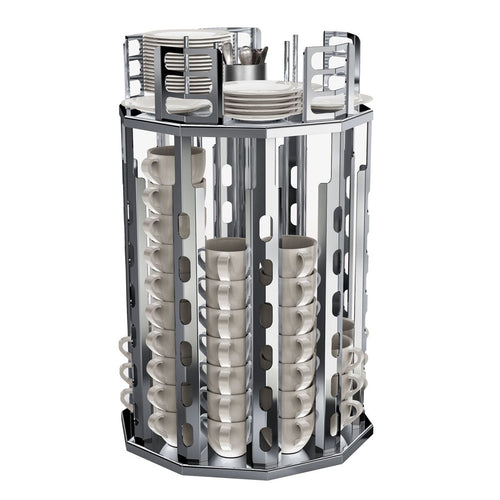 Cup & Saucer Dispenser - rotating - Stainless Steel - Countertop Version