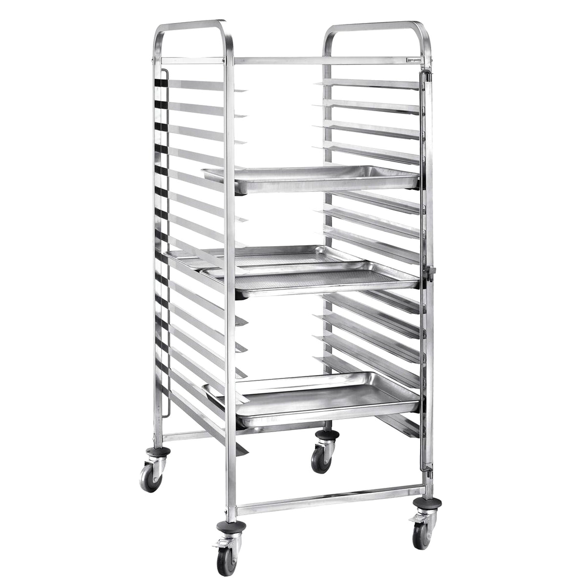 Pattisserie Tray Trolley - Stainless Steel - 15-Level - for 15 x 600x400mm Trays - with low-noise braked castors