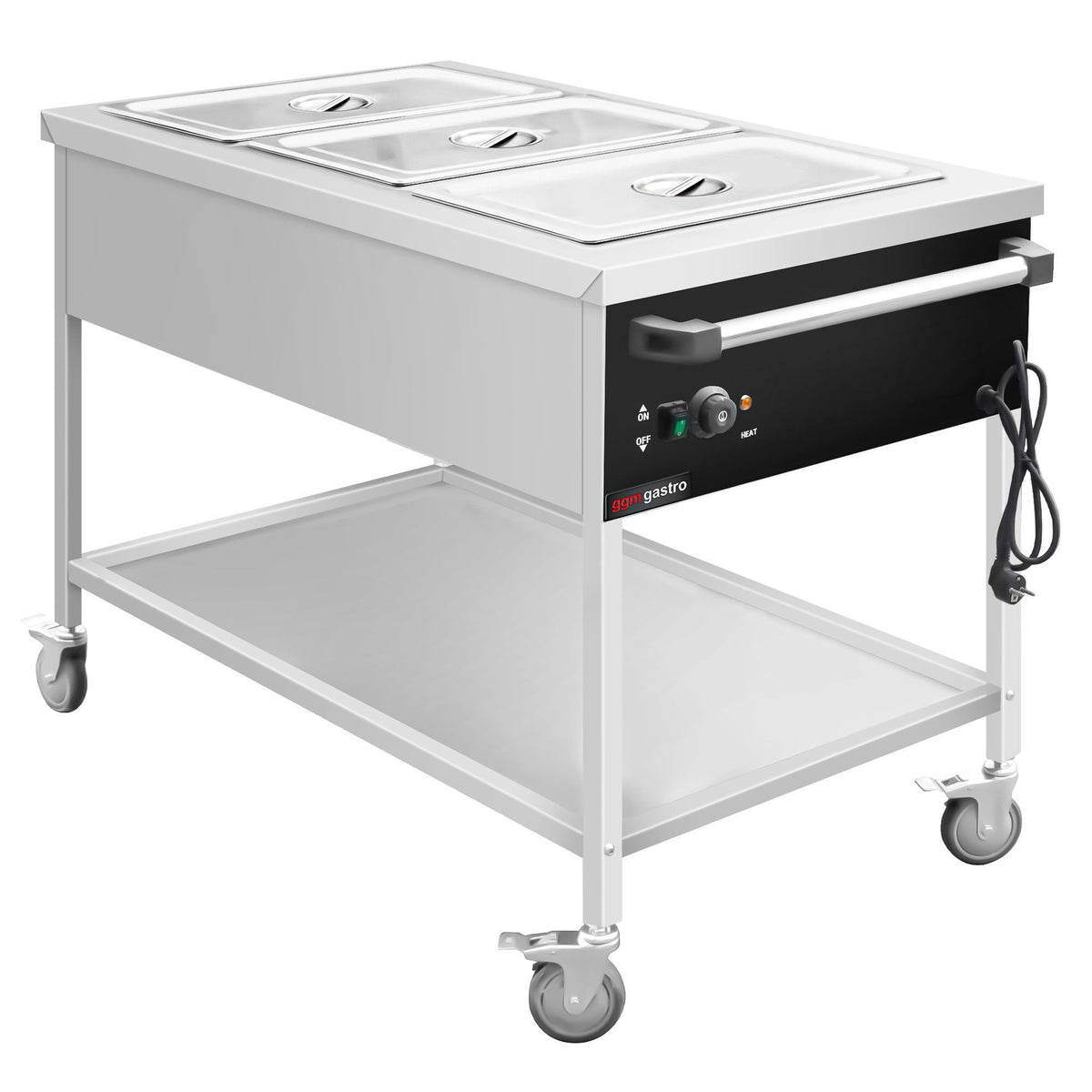 Vesihauteinen termovaunu - 1,95 kW - 3x GN 1/1 - tyhjennyshana