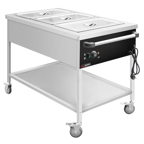 Vesihauteinen termovaunu - 1,95 kW - 3x GN 1/1 - tyhjennyshana
