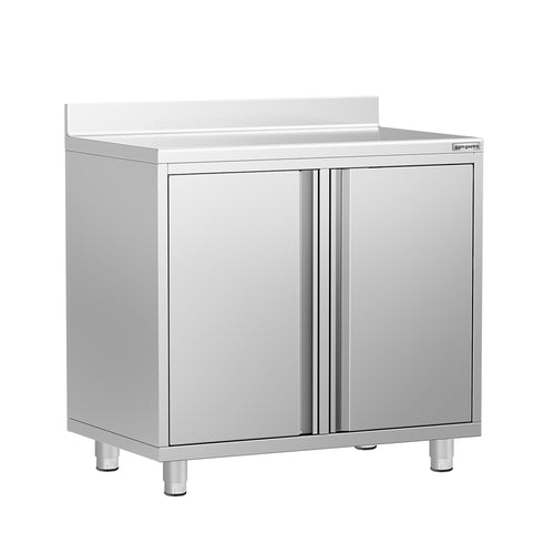 Commercial Stainless Steel Coffee Station & Worktop Floor Cupboard- for Coffee Machine  - for Coffee Machine - 1000x600mm - with 2 Double Doors - with Rear Upstand
