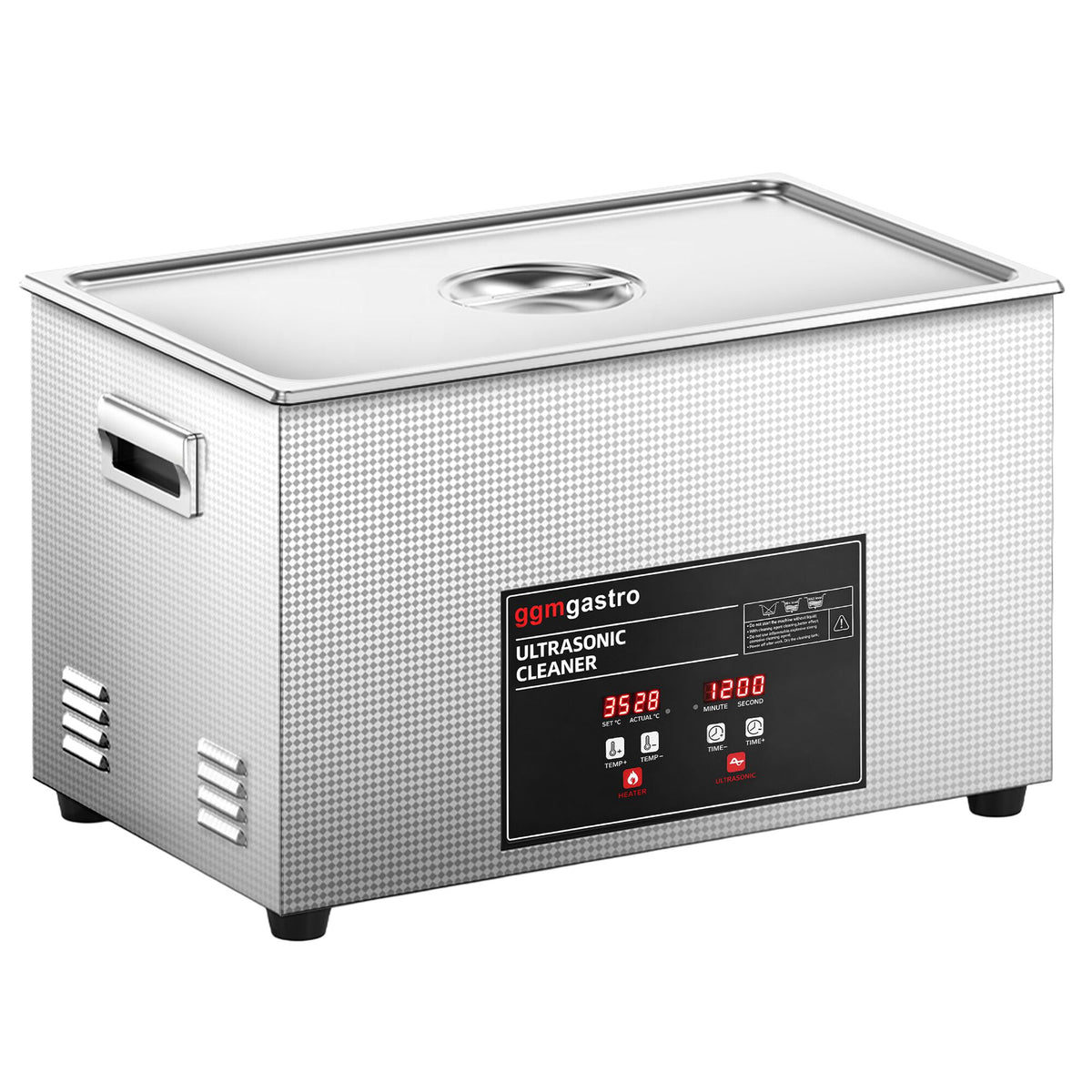 Commercial Ultrasonic Cleaner - 30L - 600W Ultrasonic Power - 40kHz - Digital - with Heater - Degas - with Drain Tap