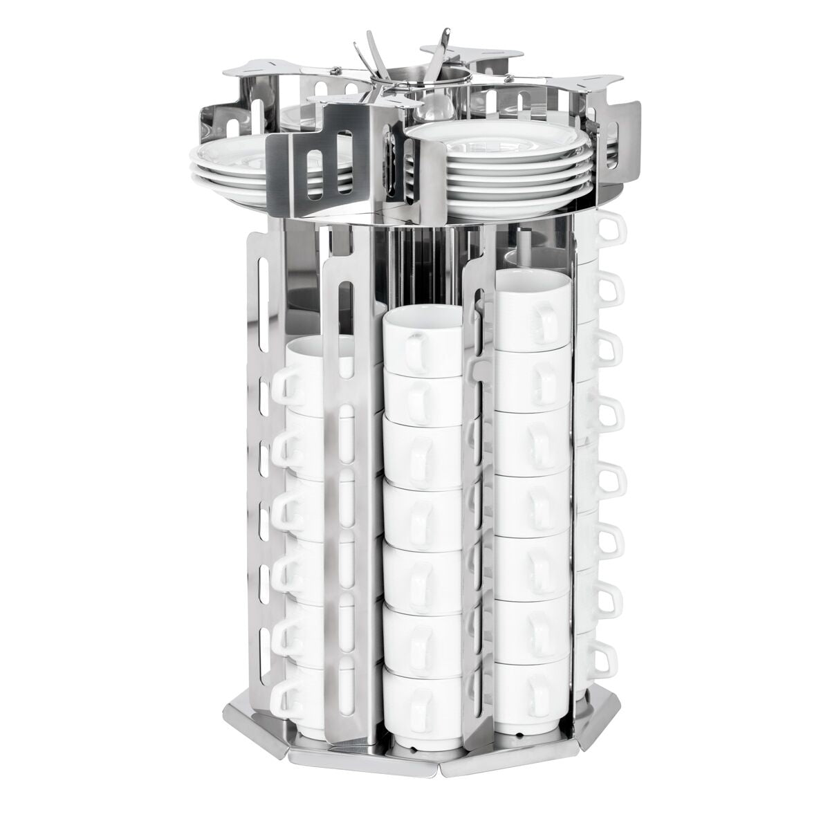 Cup & Saucer Dispenser - rotating - Stainless Steel
