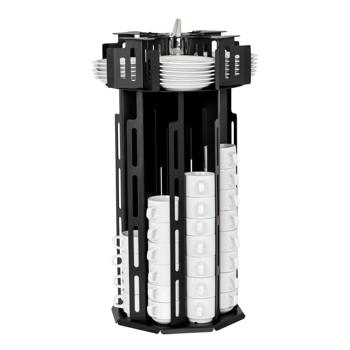Cup & Saucer Dispenser - rotating - Stainless Steel - Countertop Version