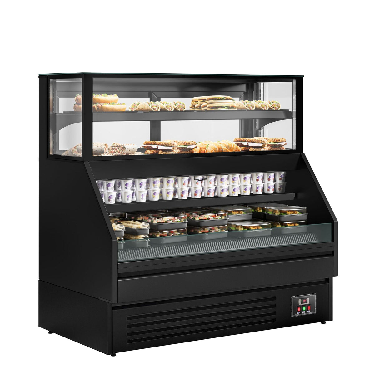 Kylmätiski Helsinki - 1500x800 mm - 251 l - Väri musta - 2 lasiovea - 4 hyllyä