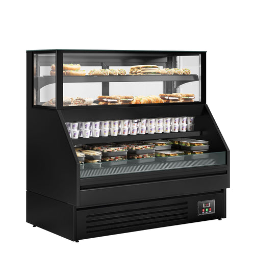 Kylmätiski Helsinki - 1500x800 mm - 251 l - Väri musta - 2 lasiovea - 4 hyllyä