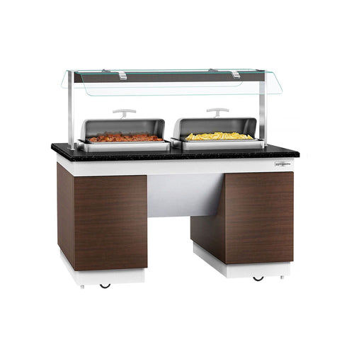 Buffet-tiski DUBLIN - 1600mm - 2 lämpö-astia ja pyörät