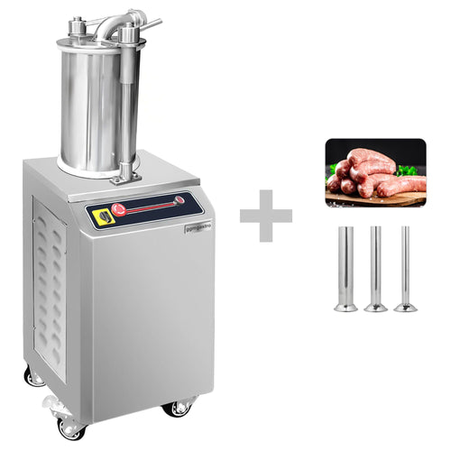 Hydraulinen makkaratäyttökone - 26 l - 1,1 kW - ruostumaton teräs - sis. jalkapedaali & sis. 3 täyttöputkea
