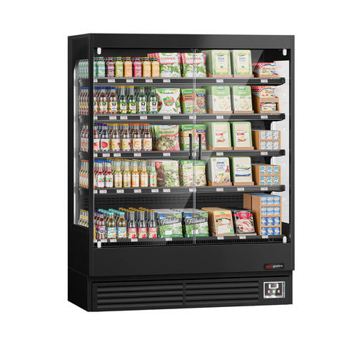 Commercial multideck display fridge - 1524mm - 693L - with 2 hinged glass doors & 4 shelves - Black