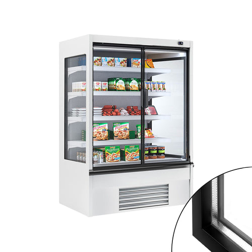 Kylmähylly - 1330 mm - 455 l - +2 – +4 °C - mukana kaksinkertaiset lasiovet & 4 hyllyä - valkoinen