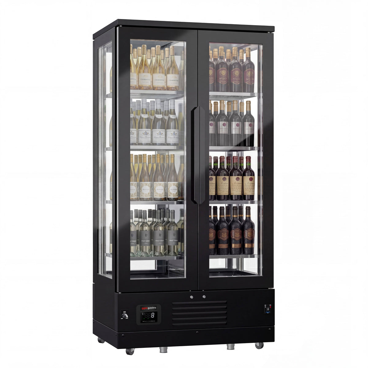 Commercial Panoramic Wine Fridge / Cheese Display Fridge - Stainless Steel - Single Zone - 450L - max. 128 bottles