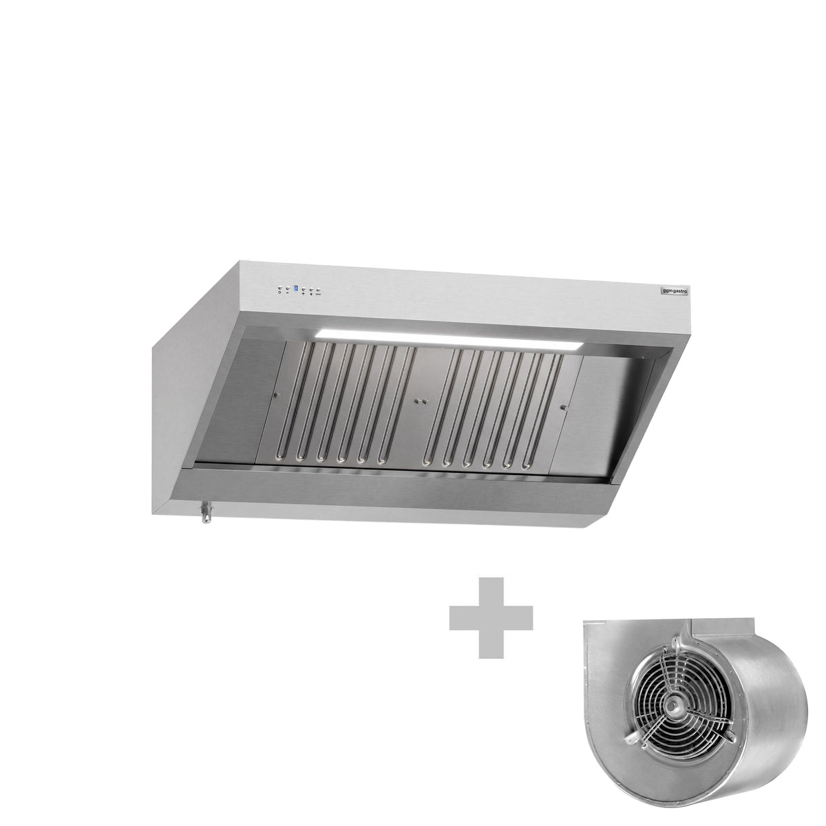 Commercial Wall-Mounted Extraction Canopy - with Motor - 1200mm - Speed Controller, Baffle Filters & LED Lighting