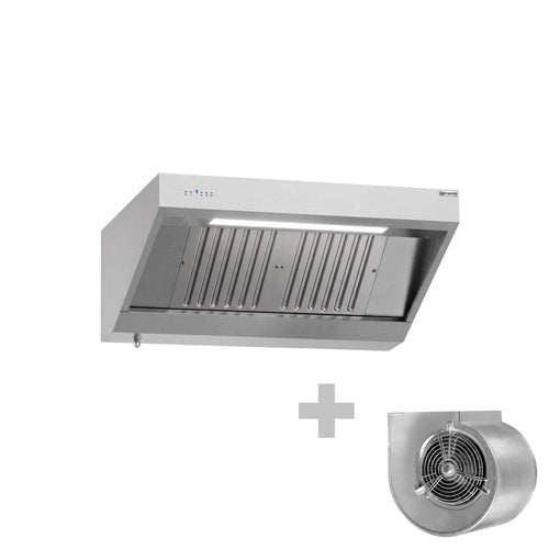 Seinähuuva moottorilla - 1200 mm - 700 mm syvä - ohjaimella, rasvasuodatin ja LED-valaistus