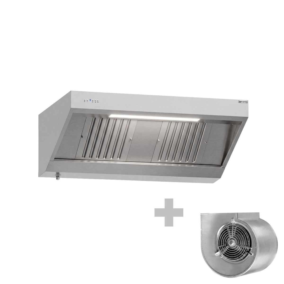 Commercial Wall-Mounted Extraction Canopy - with Motor - 1400mm - Speed Controller, Baffle Filters & LED Lighting