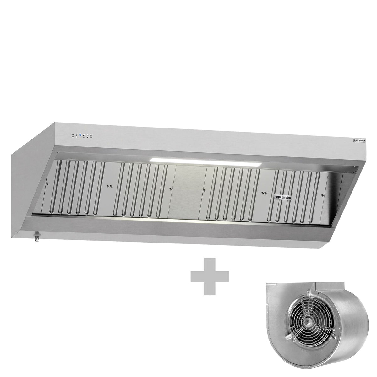Commercial Wall-Mounted Extraction Canopy - with Motor - 2000mm - Speed Controller, Baffle Filters & LED Lighting