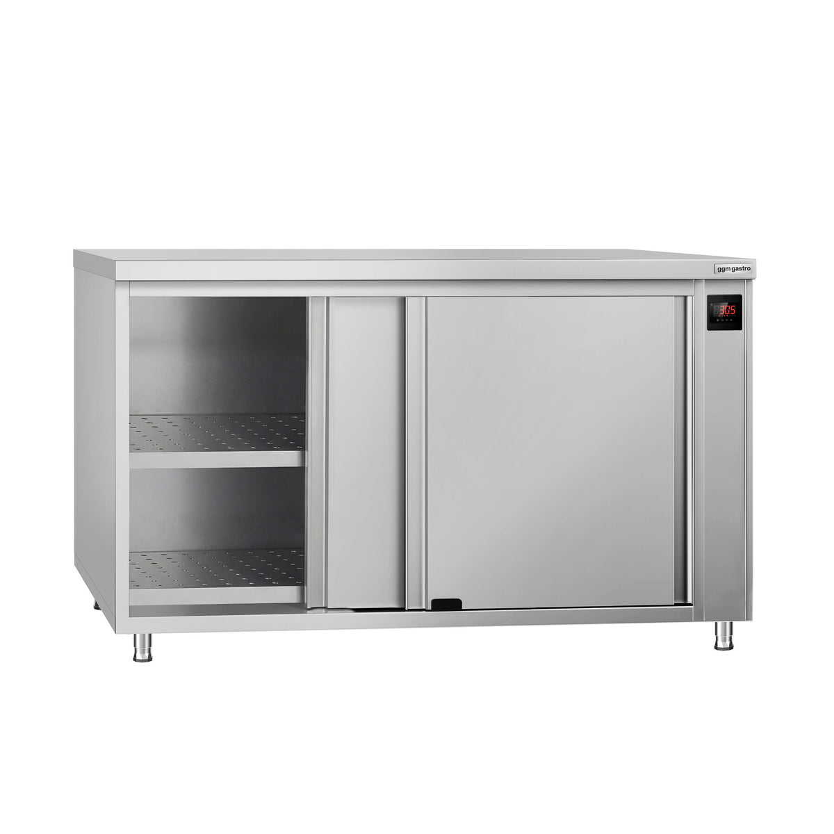 Lämpökaappi ECO - 1,5 kW - lasiliukuovilla & 1 hylly - 1400x700x870 mm